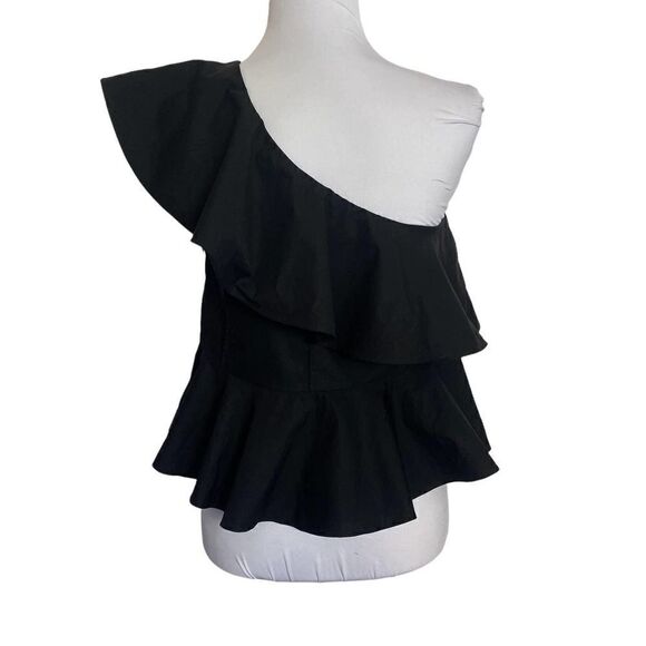 Yune ho asymmetrical ruffle top‎ black one shoulder XS - Picture 3 of 11